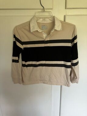 Cat & Jack Cream and Black Striped Rugby Polo
